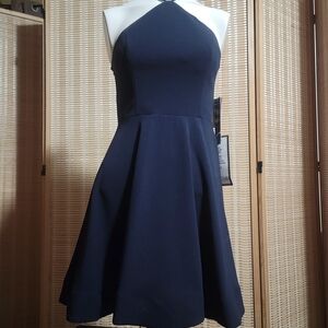 Sequin Hearts Navy Halter Skater Mini Dress